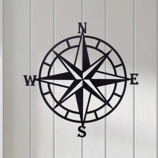 Metal Baked Paint Nautical Compass Rose Wall Art Vintage Navigation