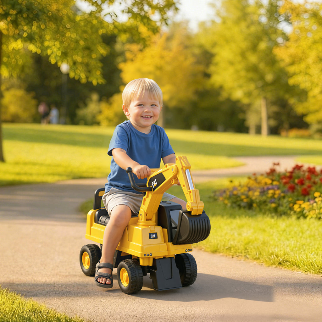 Kids Excavator Ride On Toy CAT Licensed With Manual Shovel, Horn