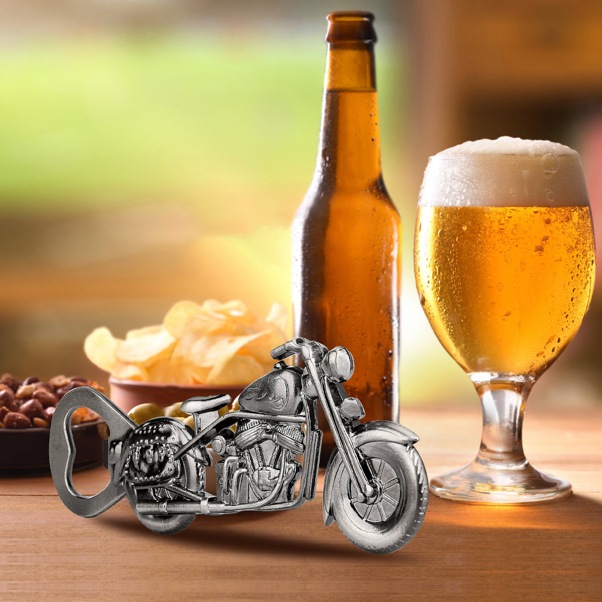 Old Style Motorcycle Beer Bottle Opener Black Gift Box With Greeting