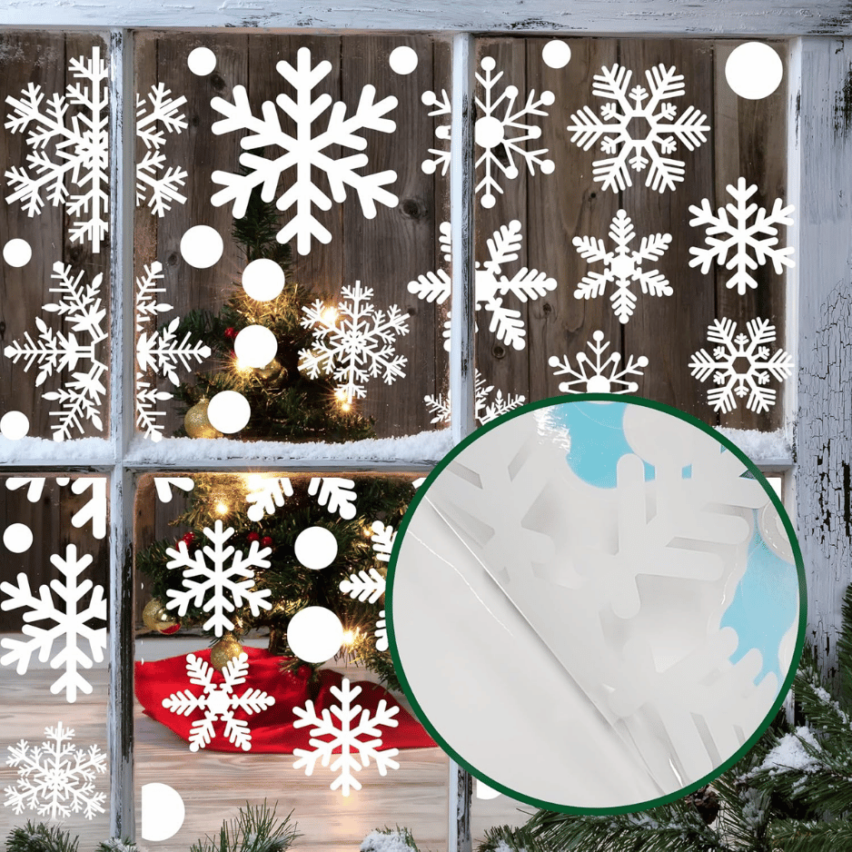 321pcs Christmas Window Decals - 9 Sheets Of Snowflakes, Winter