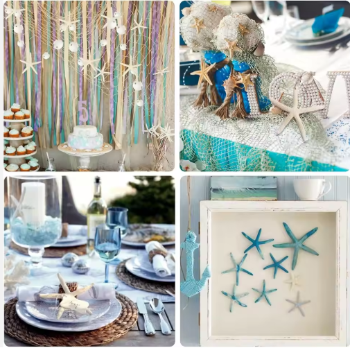 15pcs 2.3-4.3 Inch Starfish Hanging Christmas Tree Ornaments Star Fish