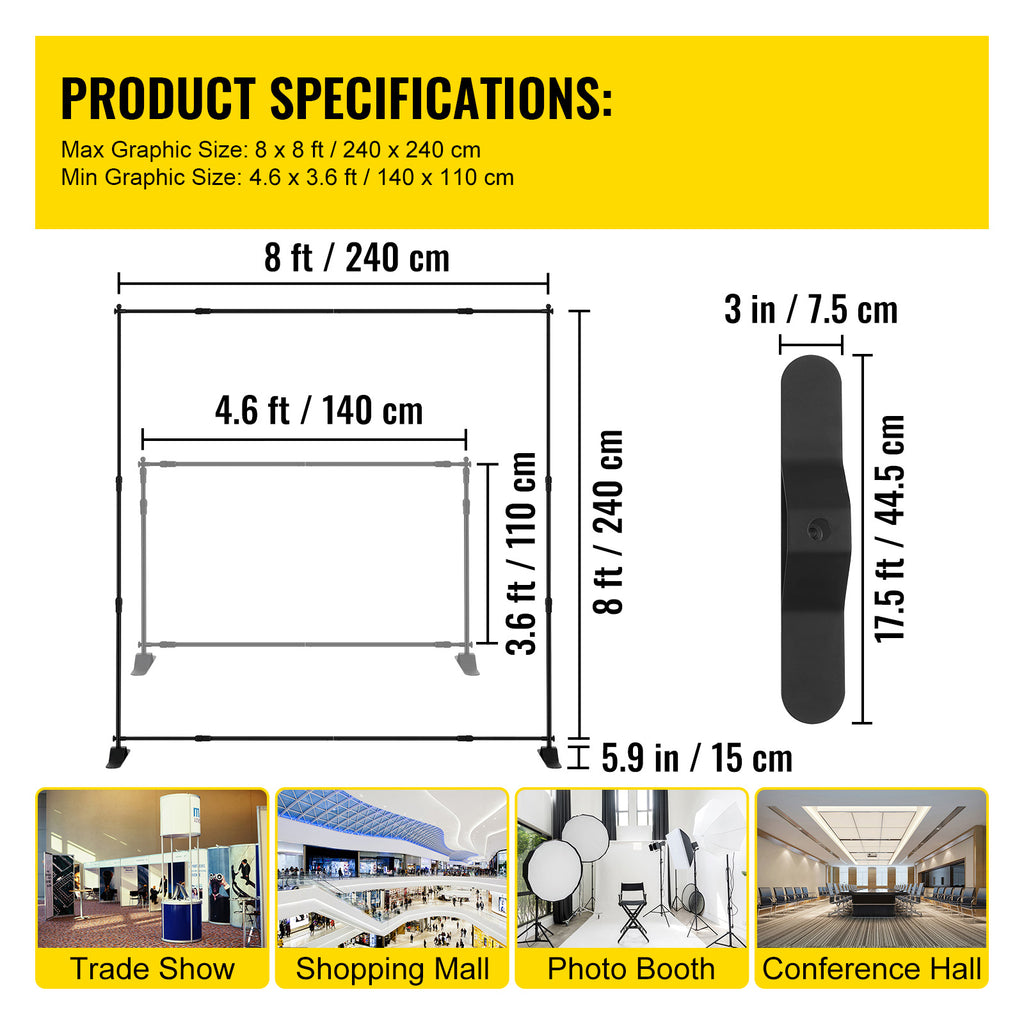 Vevor Telescopic Backdrop Banner Stand Banner Stand Adjustable Step