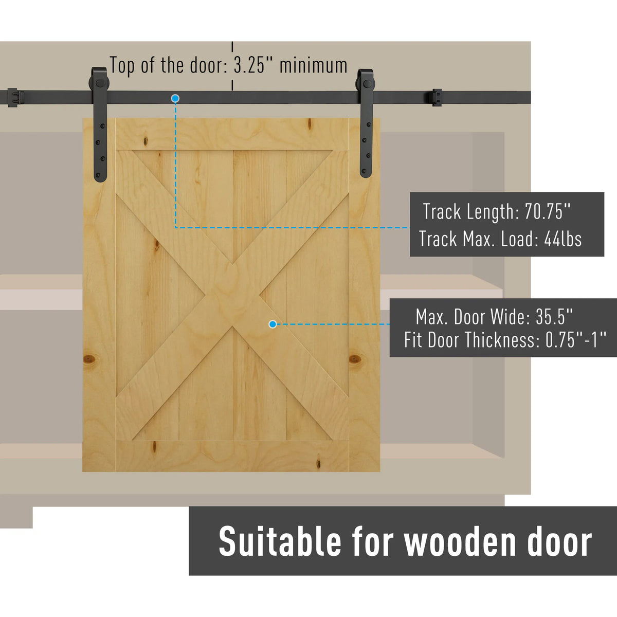 Vintage Sliding Elegance: 6FT Barn Door Hardware Kit For Single Door