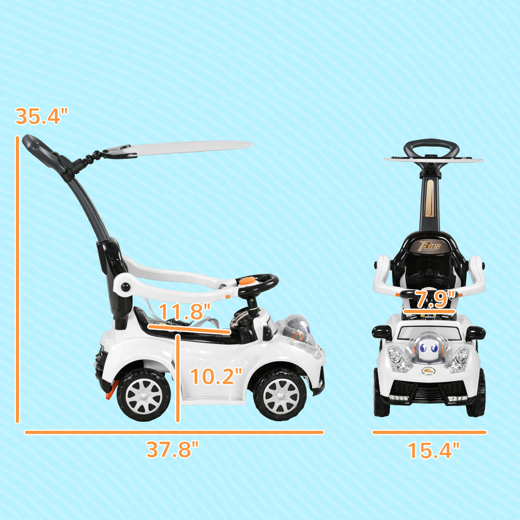3 In 1 Push Car Sliding Car With Removable Handle, Music, Horn, Canopy