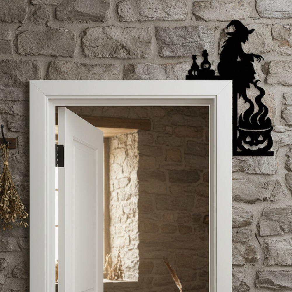 Gothic Cast Iron Cauldron Door Hanger Spooky Halloween Front Door Wall