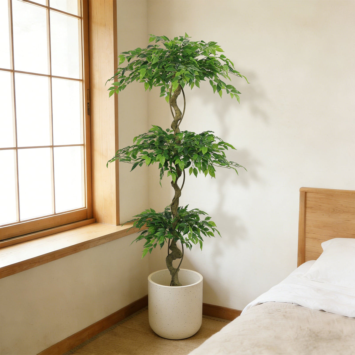 5.2FT Artificial Ficus Tree, Lifelike Faux Banyan Tree With Pot