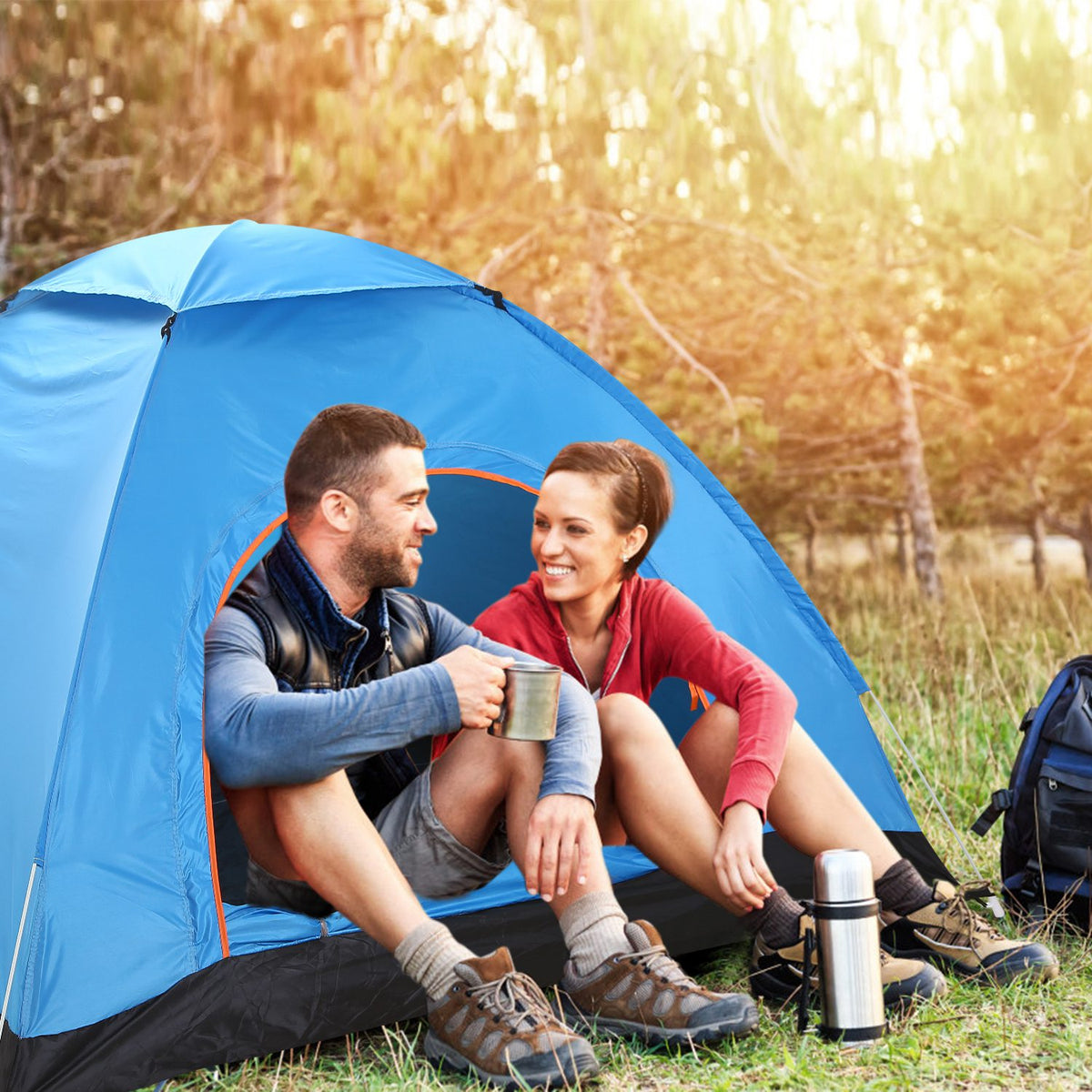 1Pc 4 Persons Camping Waterproof Tent Instant Setup Tent With Mosquito