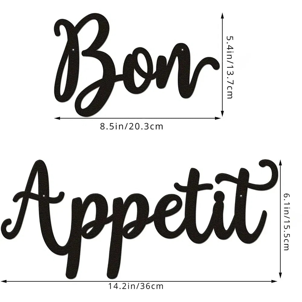 2pc Bon Appetit Wall Décor Bon Appetit Metal Wall Sign Farmhouse