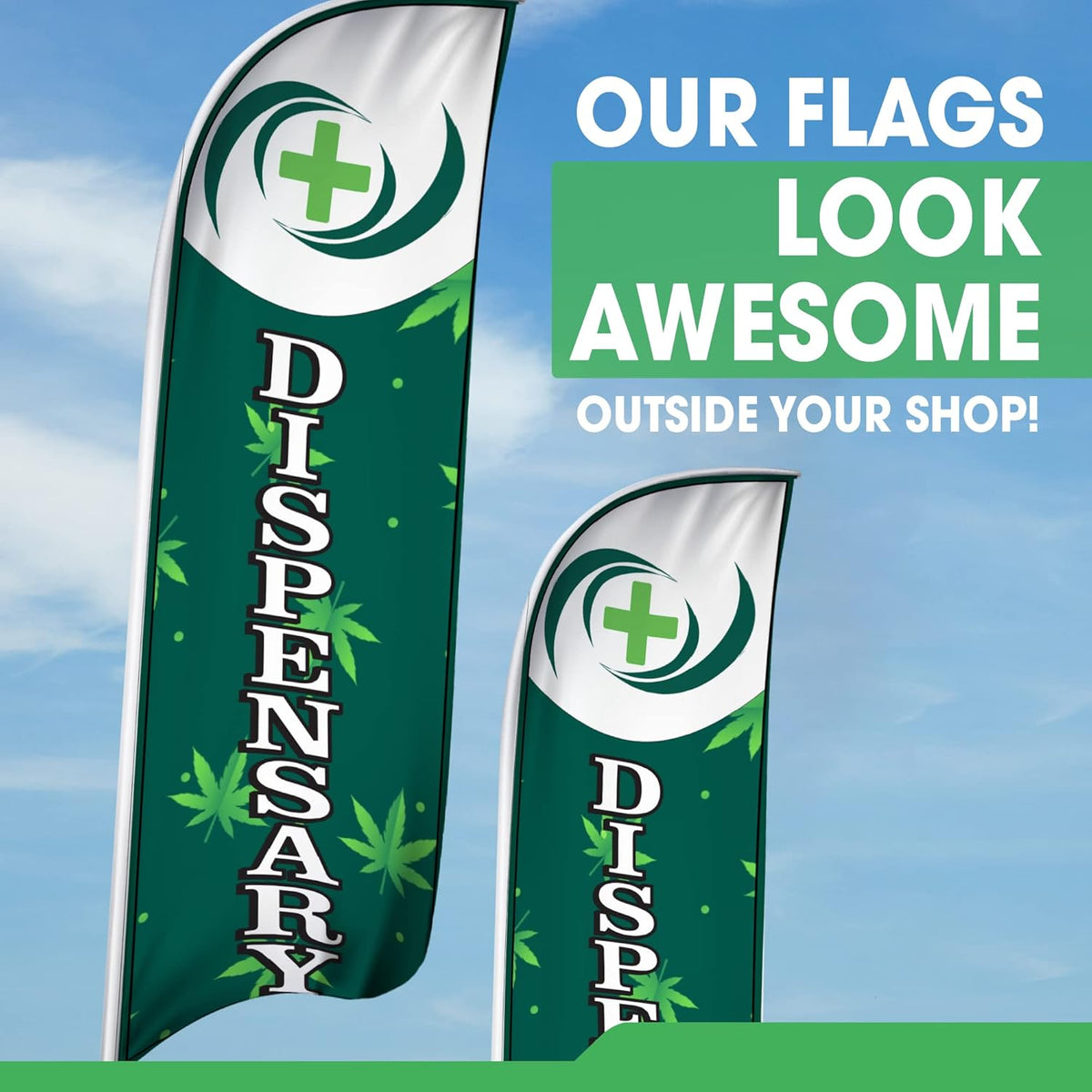 Dispensary Windless Flag And Pole Assembly Kit For Businesses And Events