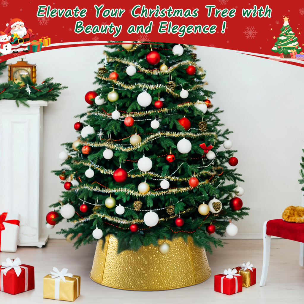 Metal Christmas Tree Collar, Waterproof Holiday Decorative Tree Base