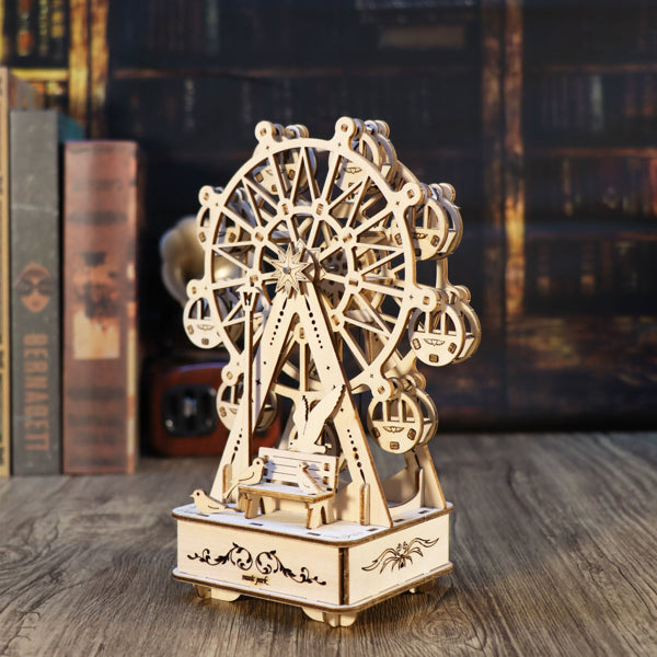 3D Wooden Puzzles Music Box Ferris Wheel DIY Crafts Handmade Model Kits