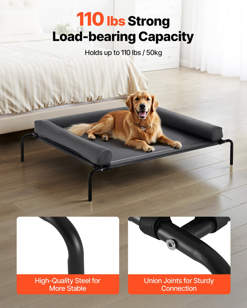Elevated Dog Bed For Large Dog Portable Raised Dog Cot With Pillow XL