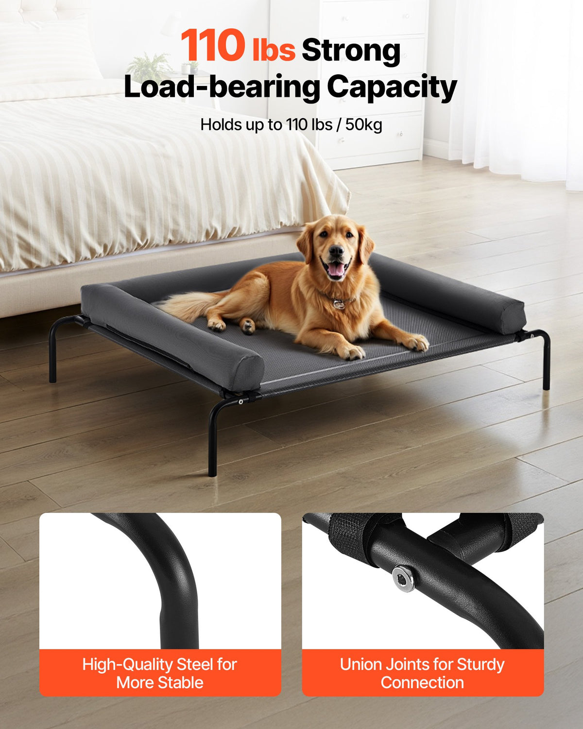 Elevated Dog Bed For Large Dog Portable Raised Dog Cot With Pillow XL