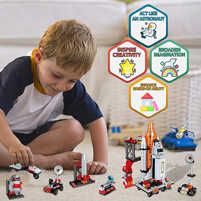 12-in-1 STEM Space Exploration Shuttle Building Kit With Transport