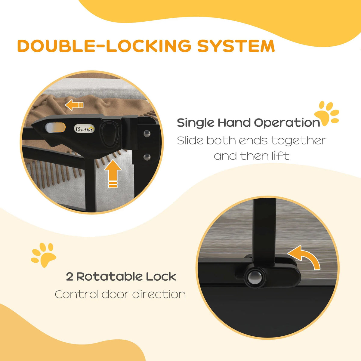 Auto-close Pet Gate, Stair Gate With Cat Door, Double Locking