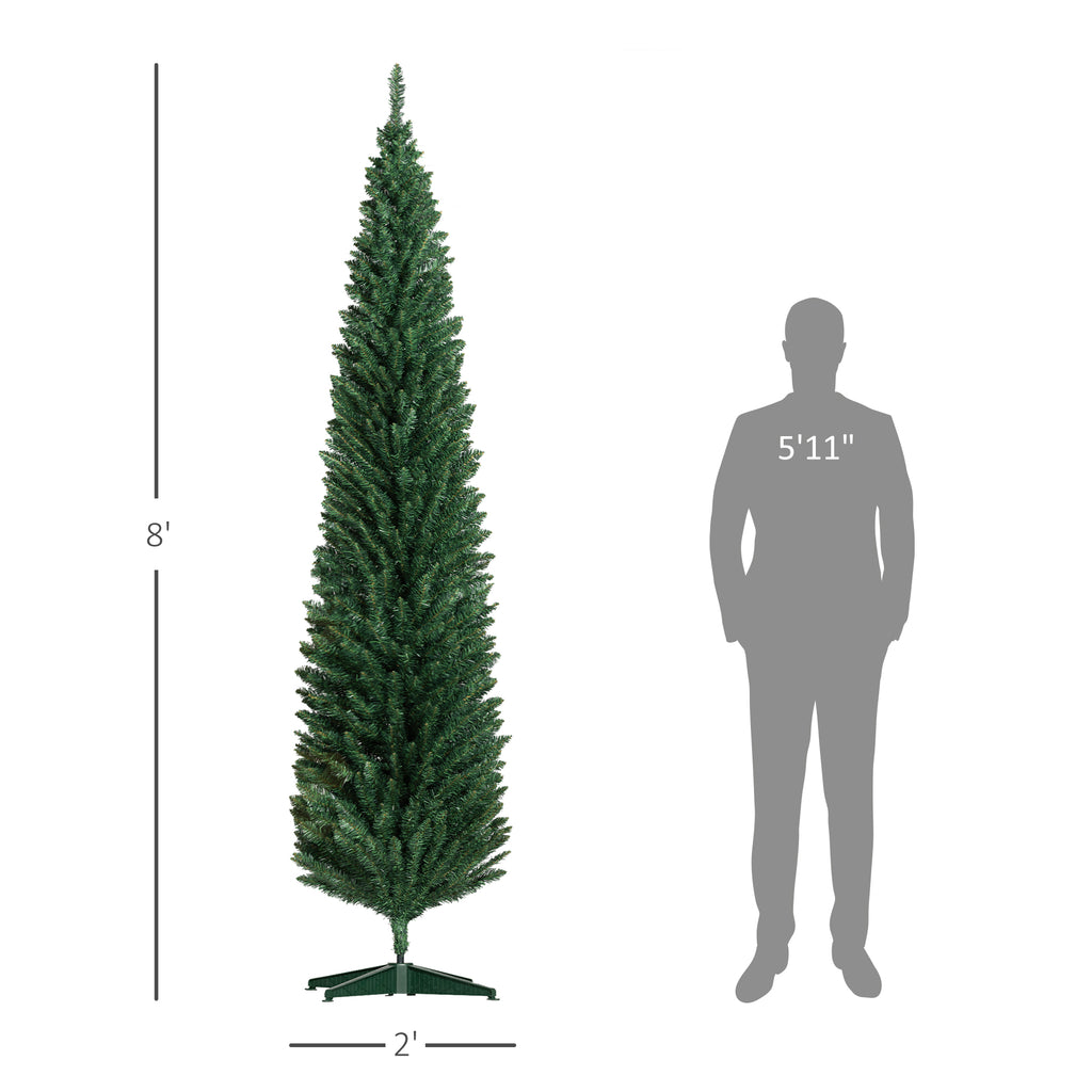 8ft Unlit Pencil Artificial Christmas Tree With Realistic Branches