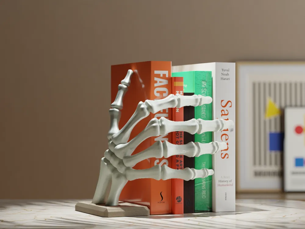 Skeleton Hand Bookend Gothic Book Holder, Halloween Bone Hand Bookshelf