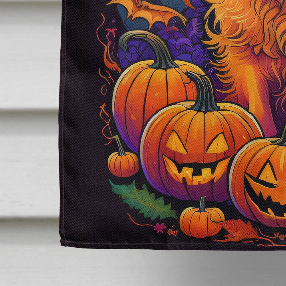 Golden Retriever Witchy Halloween House Flag Large Porch Sleeve Pole