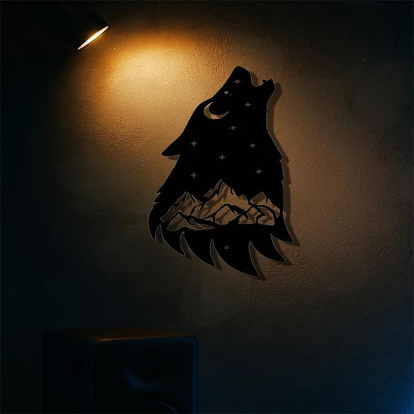 Gothic Howling Wolf Metal Wall Art Black Dark Academia Decor For Living