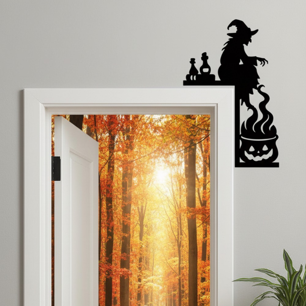 Gothic Cast Iron Cauldron Door Hanger Spooky Halloween Front Door Wall