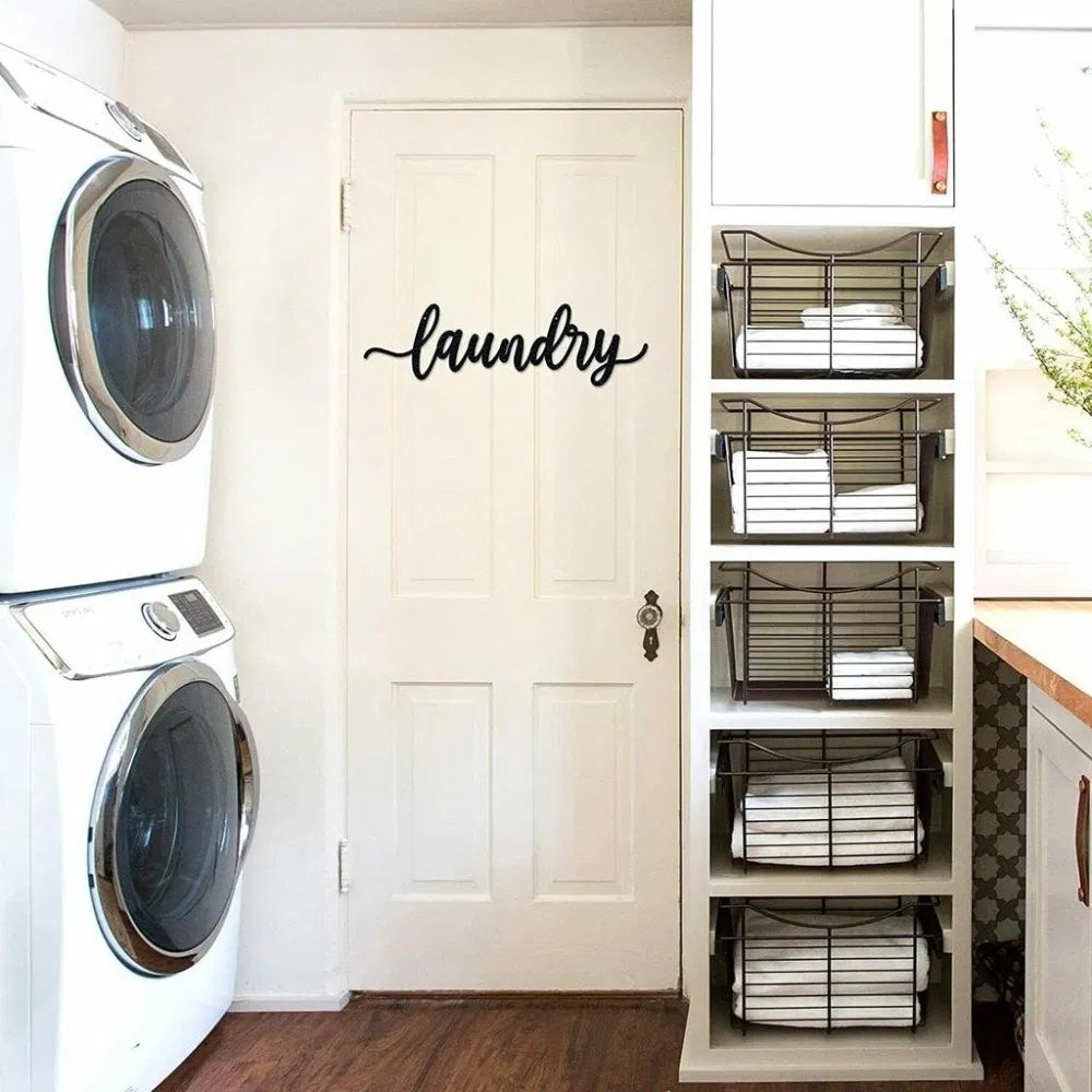 Metal Baked Paint Laundry Sign Wall Art Modern Laundry Room Decor