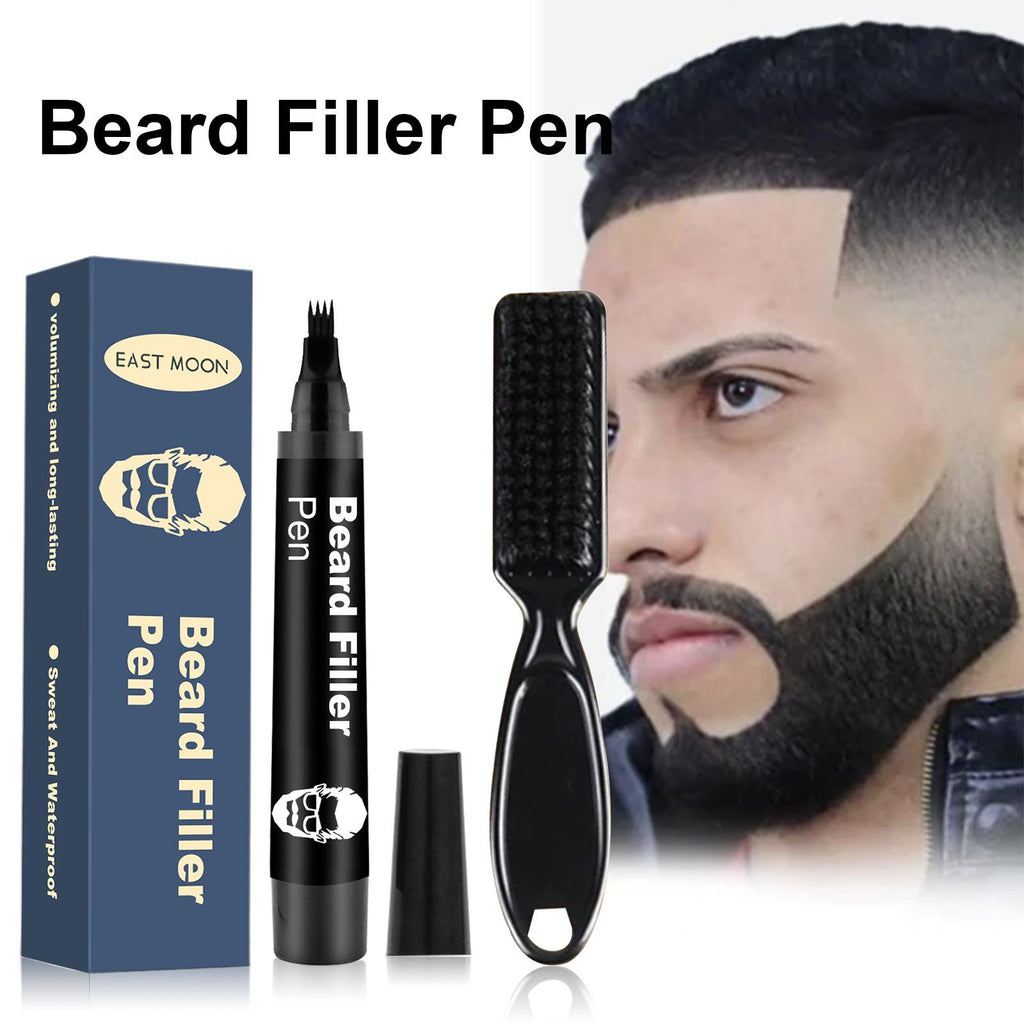 EAST MOON Beard Filling Pen With Comb, Deep Brown, 2-Piece Set
