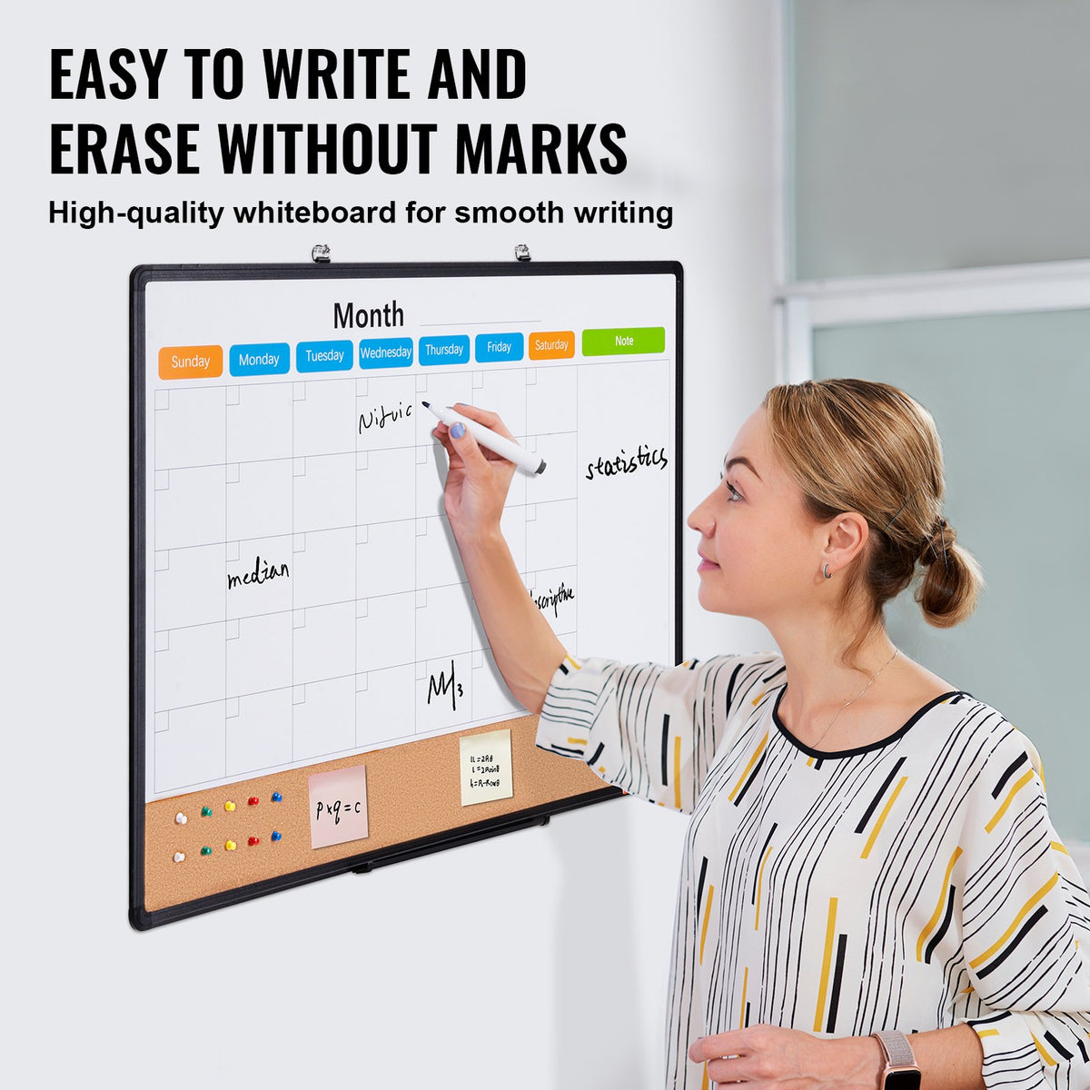 36'x 24' Monthly Calendar Whiteboard & Cork Board Combo With Aluminum