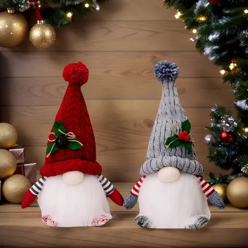 2pcs Red & Gray Gnome Figurine Set - Heavy-duty Plastic/ Indoor