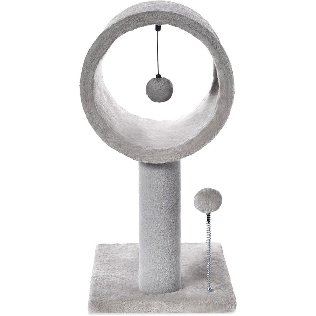 Gray Indoor Cat Tree With Hanging Ball 20.5Cat Tree With Tunnel Bed