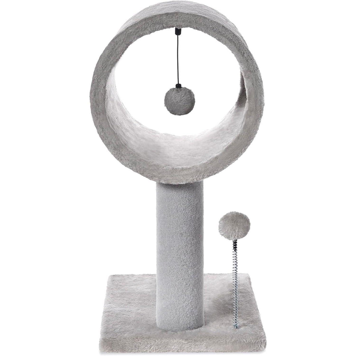 Gray Indoor Cat Tree With Hanging Ball 20.5Cat Tree With Tunnel Bed