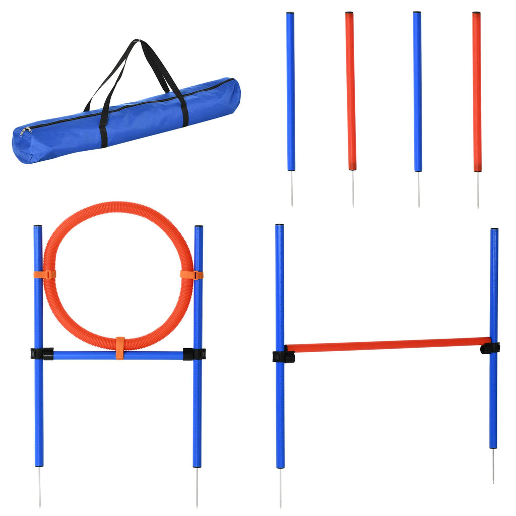 Dog Pet Agility Training Kit High Jump Weave Pole Ring Obedience