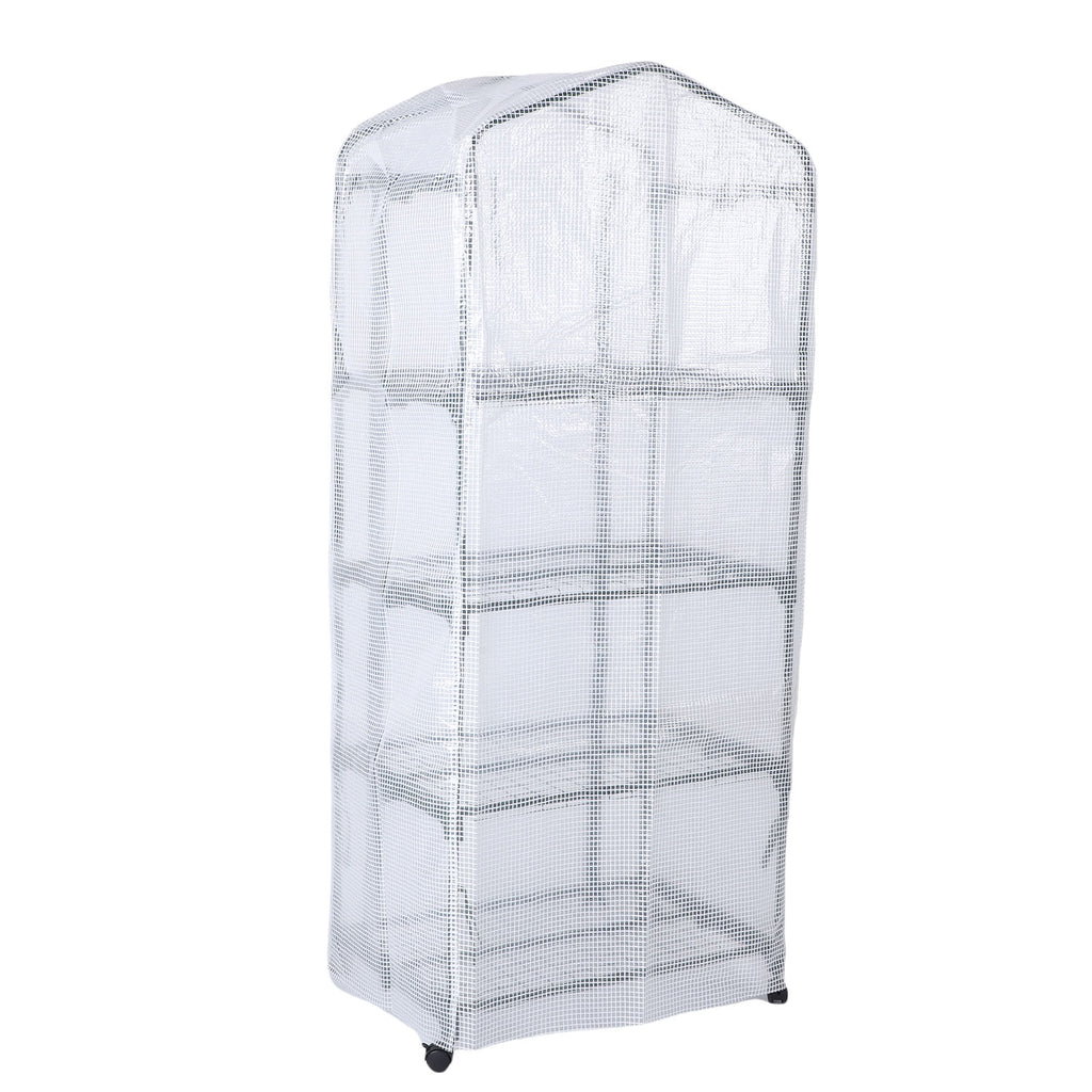 Greenhouse With PE Cover 360° Rotating Wheels Zippered Door Frost Proof