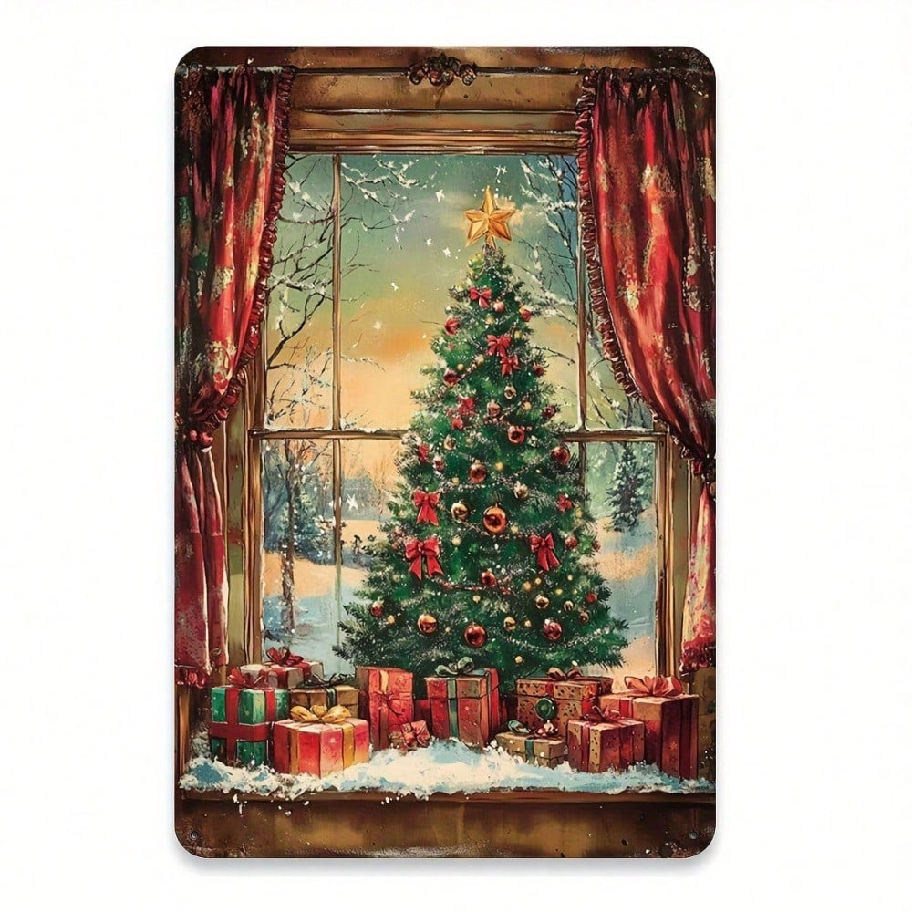 Vintage Christmas Metal Wall Art, Wrought Iron Pre-drilled Holiday