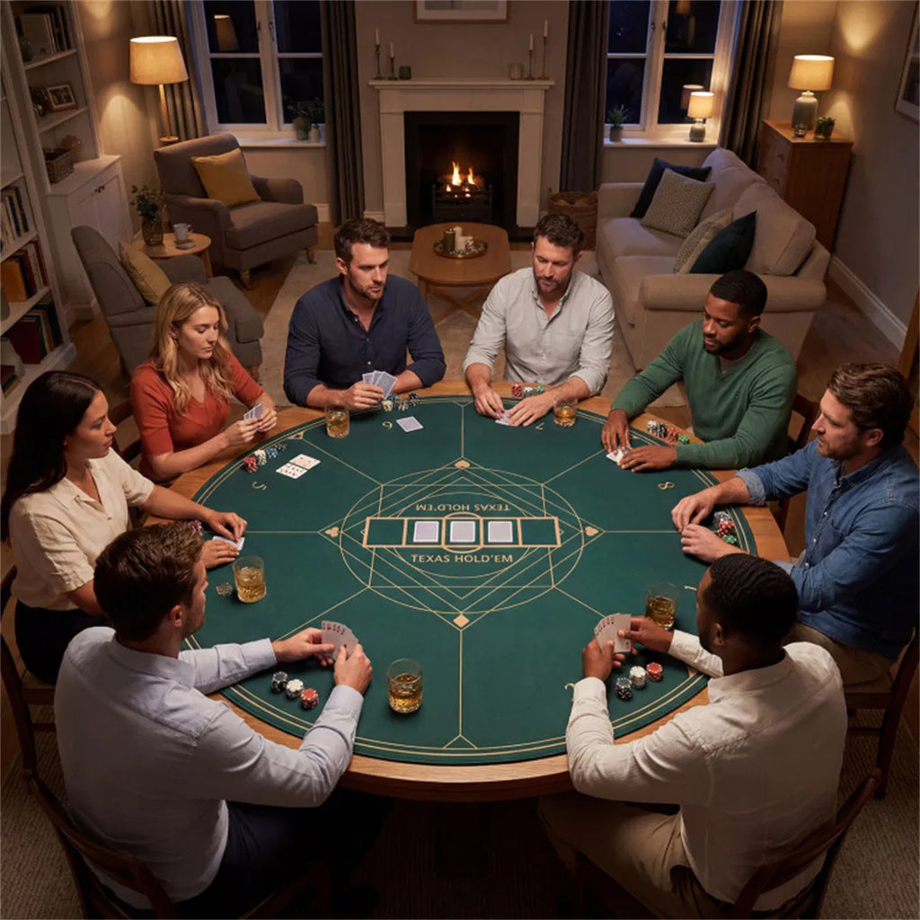 55" Round Foldable Poker Table Top Mat With Non-slip Rubber Base