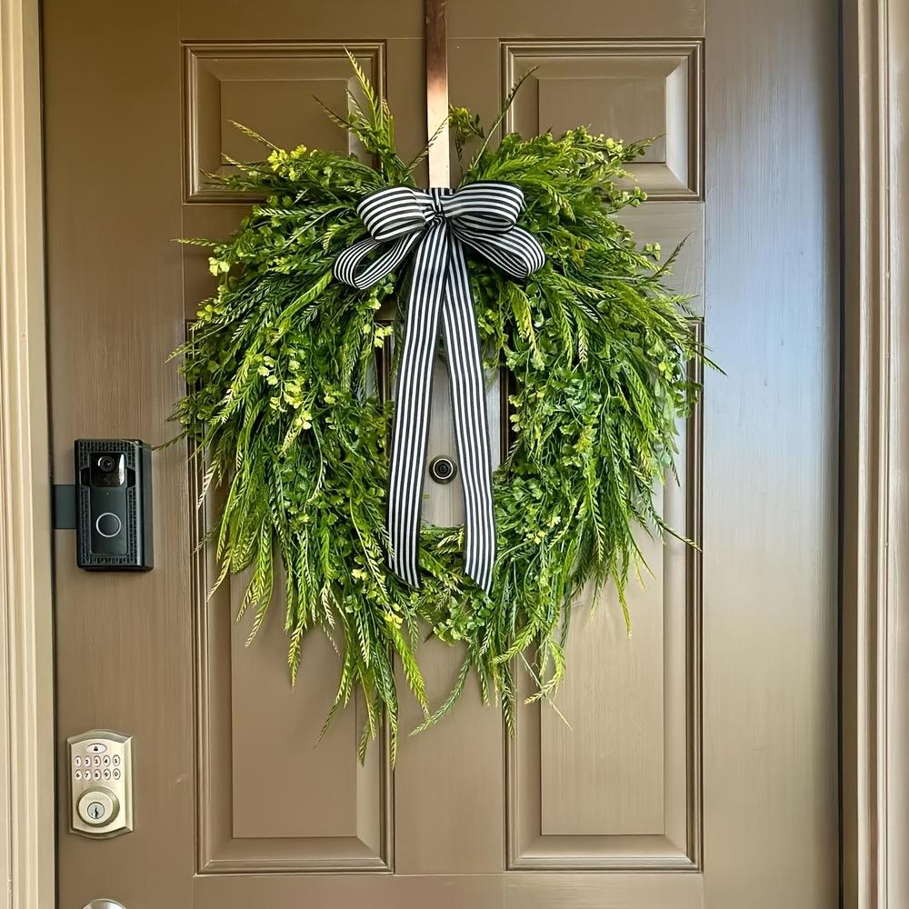 Springsummer Willow Wreath Striped Ribbon Bow