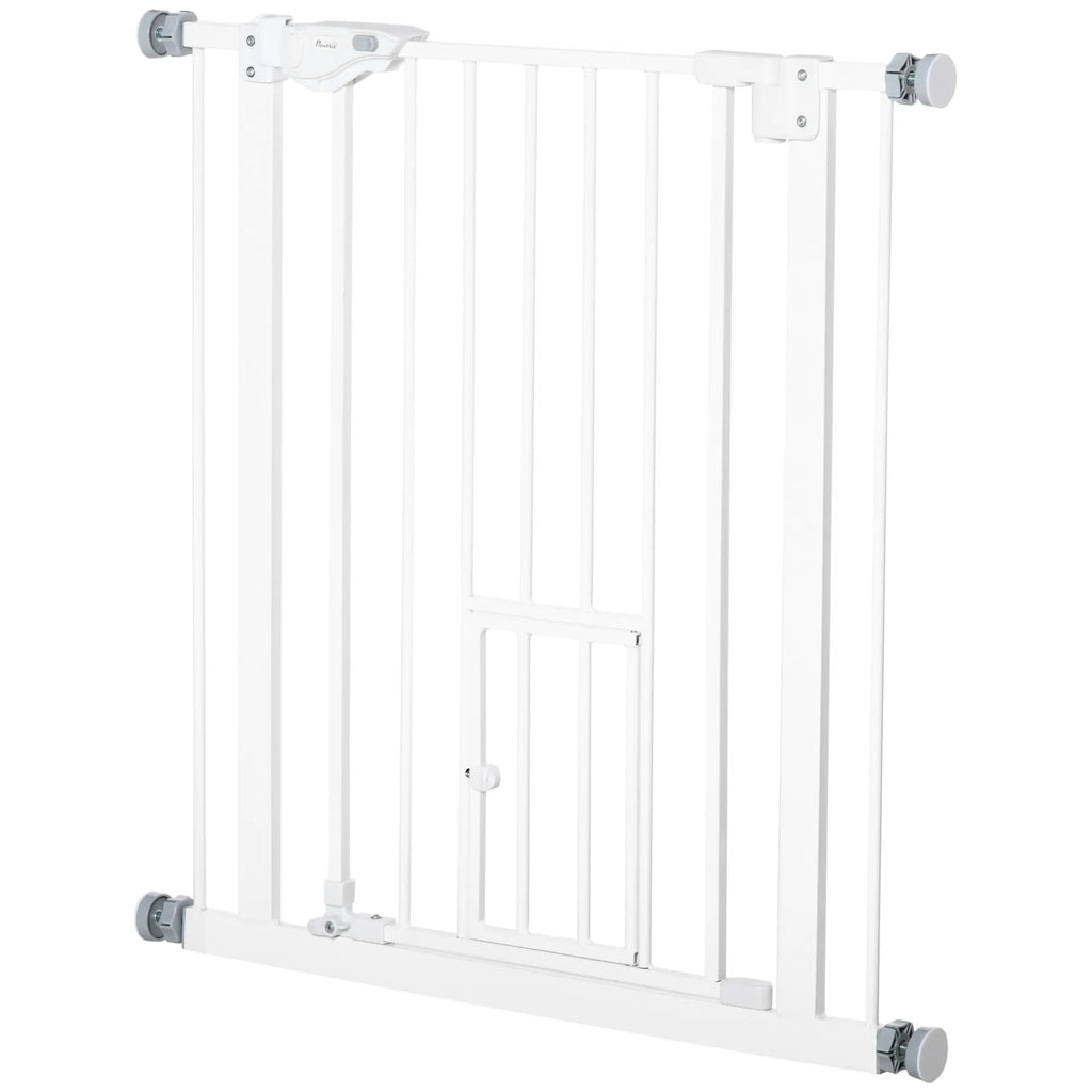 Pet Gate Extra Wide Press-mounted With Cat Door, Auto Closing Pet Gate