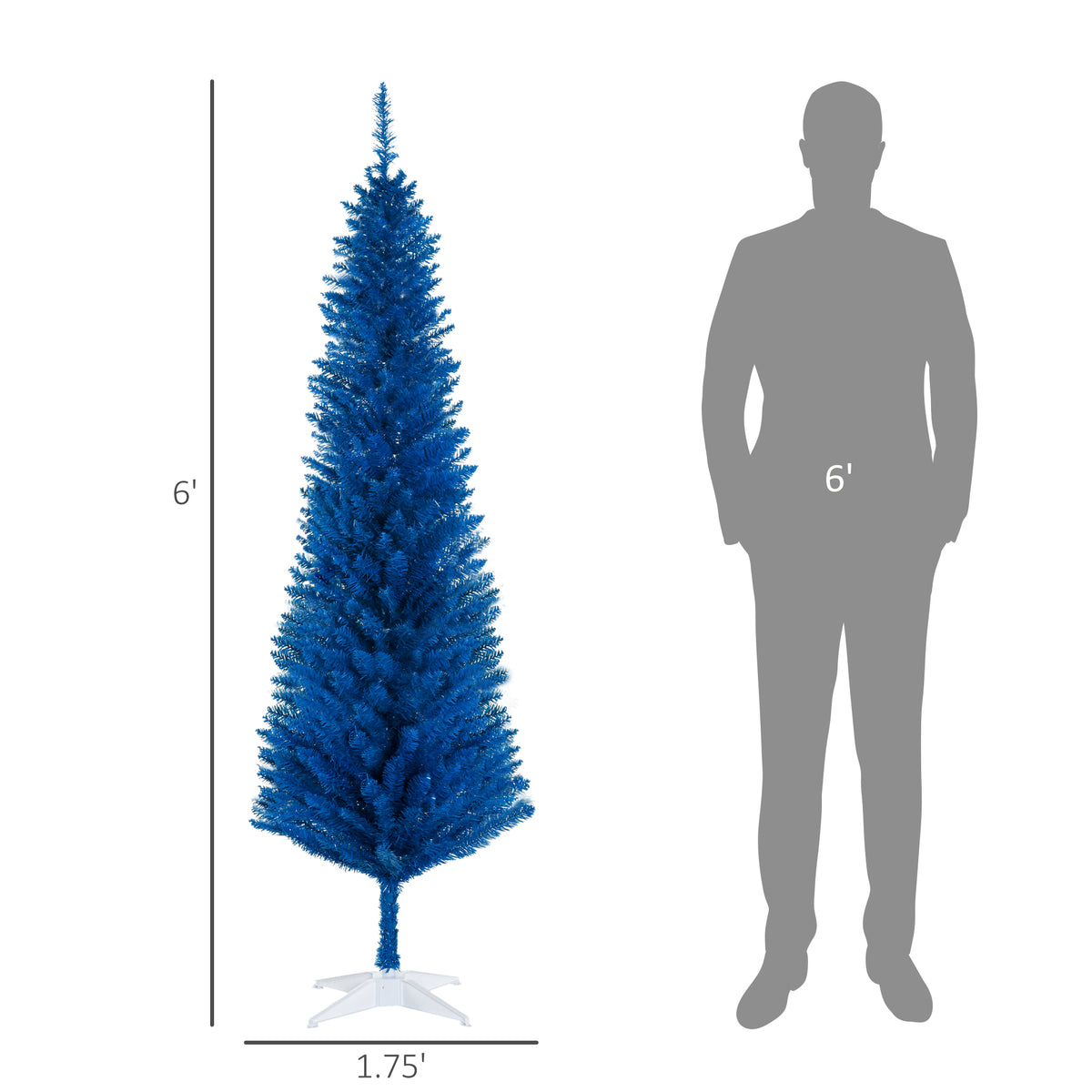 6FT Decorated Christmas Tree, Pencil Christmas Tree With 390 Realistic