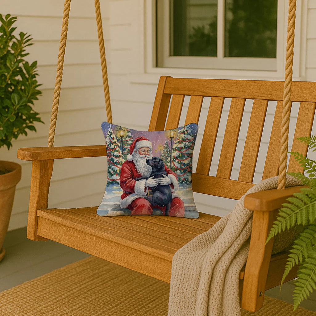 Black Labrador Retriever With Santa Claus Throw Pillow Decorative