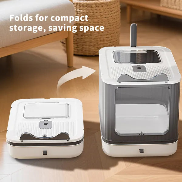 Elevated Leak Proof Elf White Cat Litter Box, Made Of Sturdy