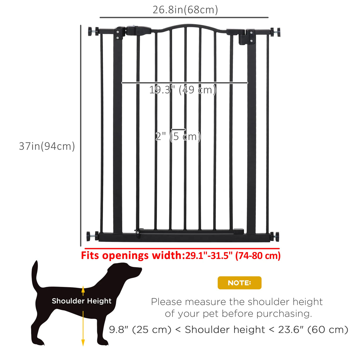 Extra Tall Dog Gate With Door, Pressure Fit, Auto Close, Double Locking