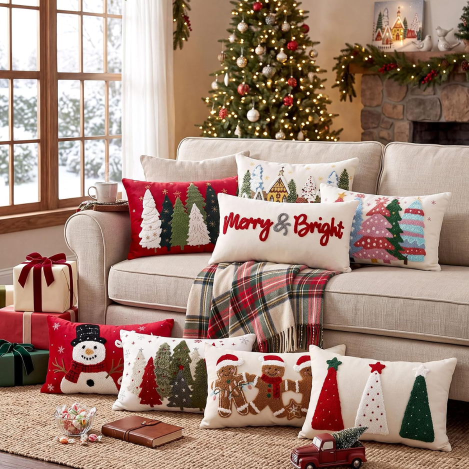 Christmas Pillow Covers 12x20 Christmas Tree Lumbar Pillow Case
