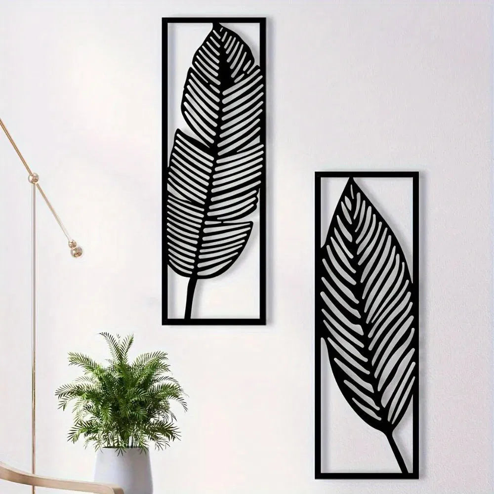 Vintage Botanical Iron Wall Art Set Tropical Leaves Floral Printed Wall