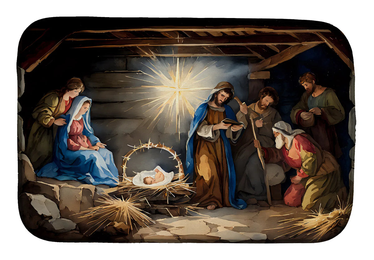 Christmas Nativity Scene Dish Drying Mat Absorbent Dish Drying Mat Pad
