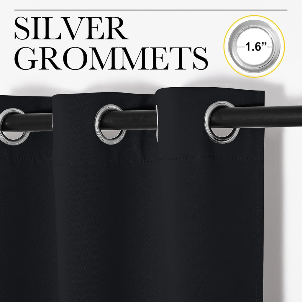 Halloween Pitch Black Solid Thermal Insulated Grommet Blackout