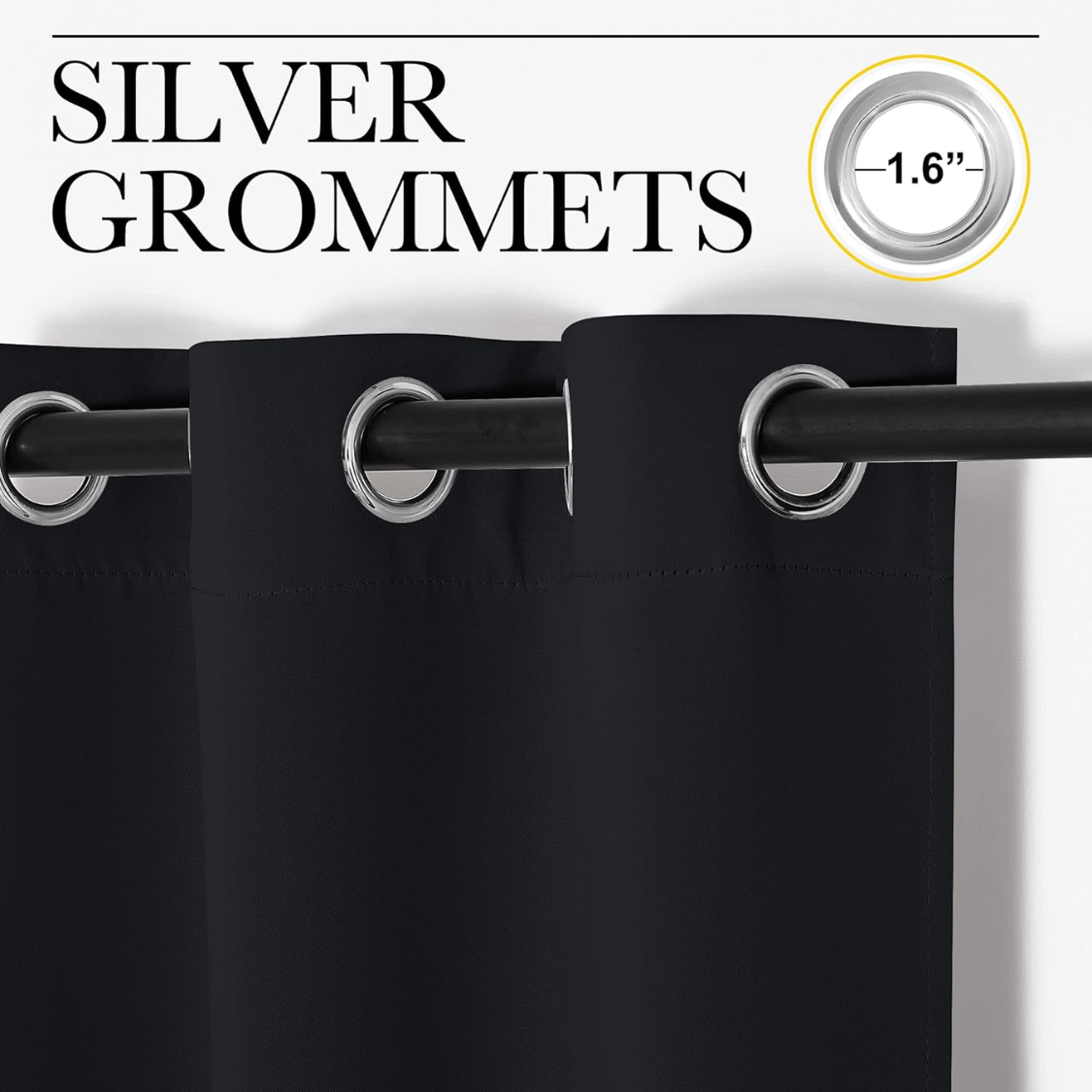 Halloween Pitch Black Solid Thermal Insulated Grommet Blackout
