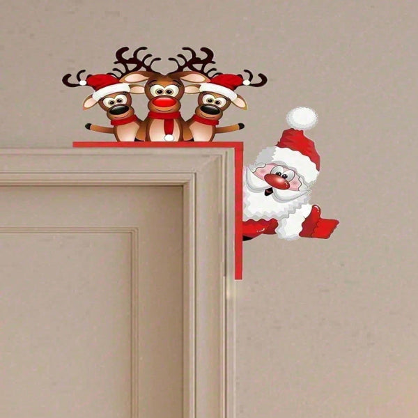 Waterproof Reindeer Christmas Door Decor Outdoor Indoor Holiday Home