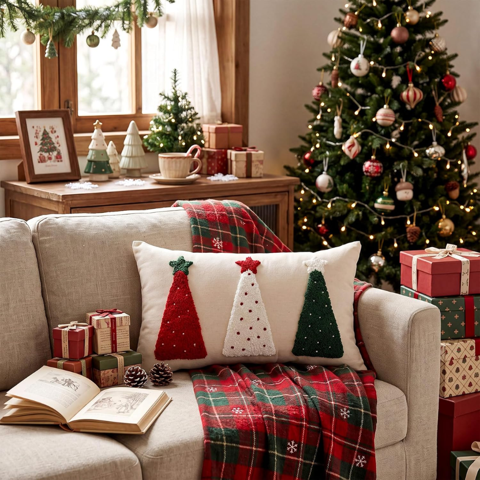 Christmas Pillow Covers 12x20 Christmas Tree Lumbar Pillow Case