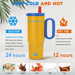 26oz Insulated Tumbler With Handle & Straw, Stainless Steel Cold Cup
