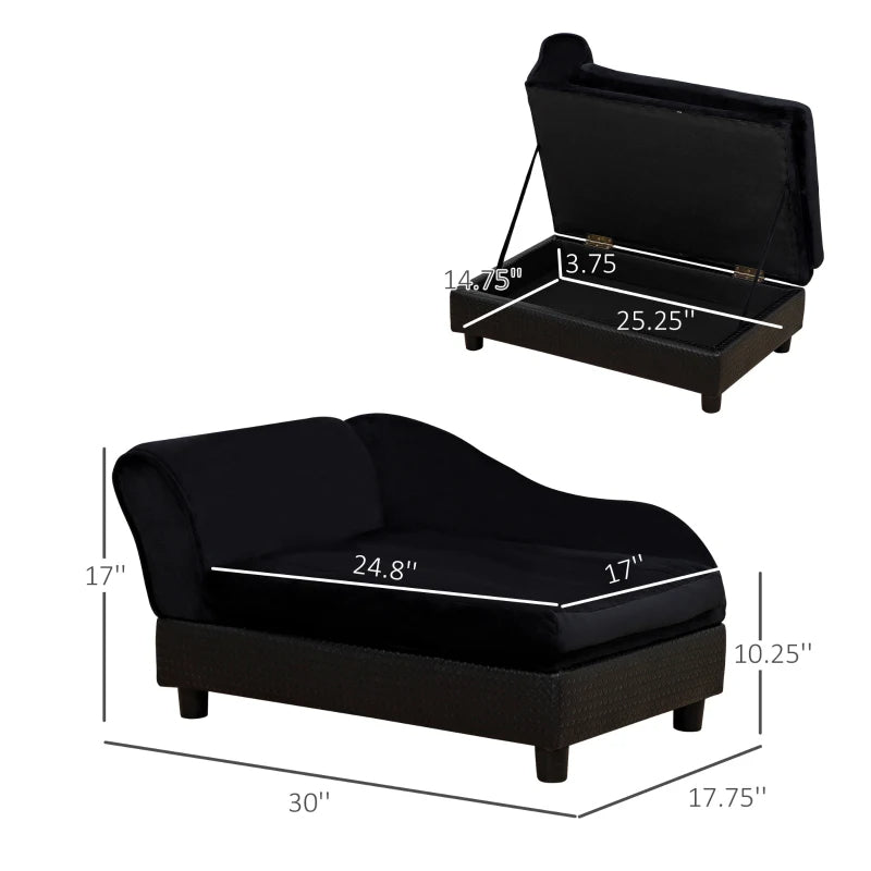 Pawhut Pet Sofa Bed Couch With Storage, Pet Sofa For Cats And Small