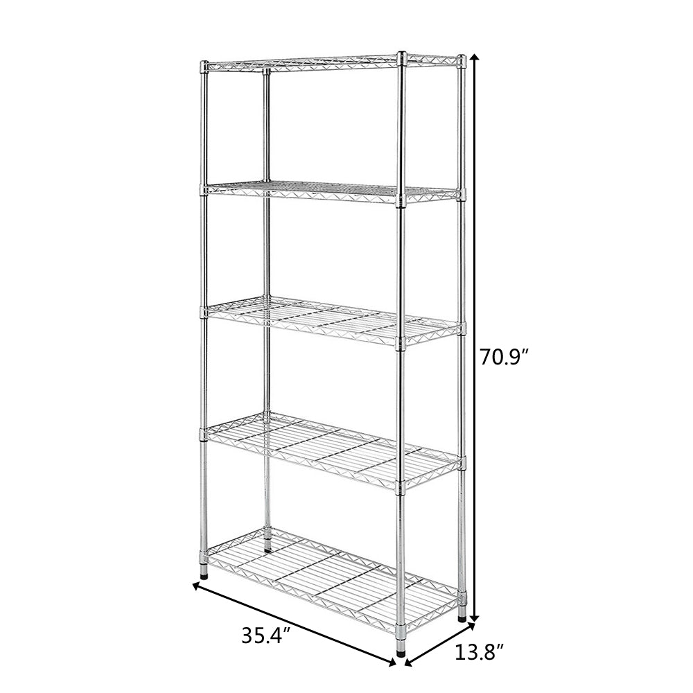 5-Layer Chrome Plated Iron Shelf 180x90x35 Chrome
